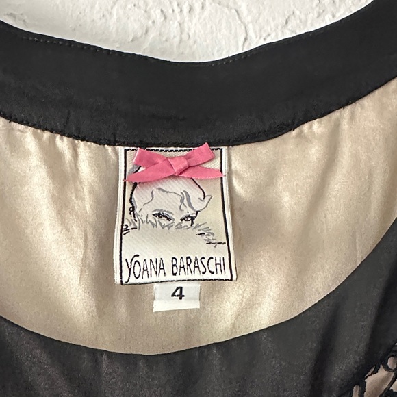 Yoana Baraschi Black Lace Overlay Cocktail Dress – Sz 4, Nude Lining, Sleeveless - Picture 2 of 6